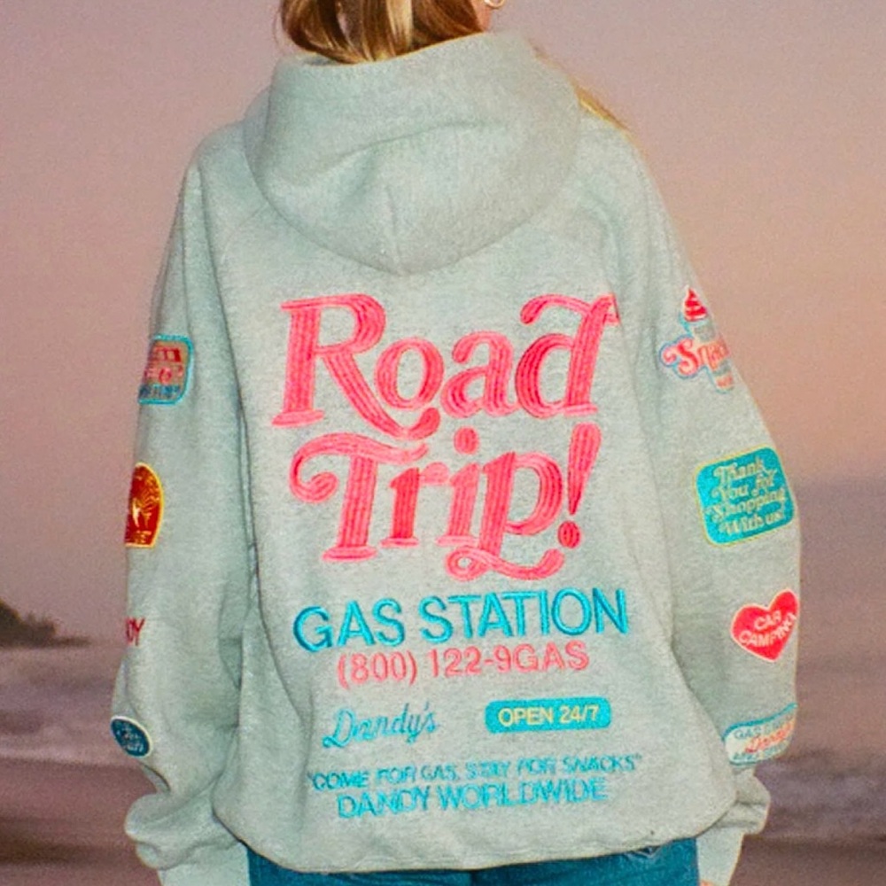💗☀️🚗🌊 AUTHENTIC Dandy worldwide Road Trip Oversized Lux Hoodie Heather Medium